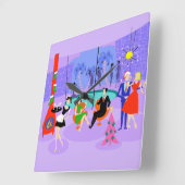 レトロトロピカルクリスマスパーティーウォール時計 スクエア壁時計 (傾斜)