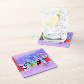 レトロトロピカルクリスマスパーティー紙コースター スクエアペーパーコースター (インサイチュ)