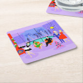 レトロトロピカルクリスマスパーティー紙コースター スクエアペーパーコースター (アングル)