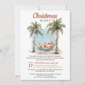 レトロトロピカルサンタハンモッククリスマス7月 招待状 (正面)