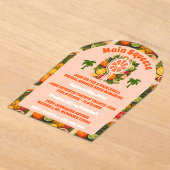 レトロトロピカルシトラスピックボールブライダルシャワー アクリル招待状 (レイダウン)