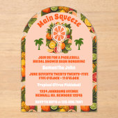 レトロトロピカルシトラスピックボールブライダルシャワー アクリル招待状 (正面)