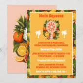 レトロトロピカルシトラスピックボールブライダルシャワー 招待状 (正面/裏面)