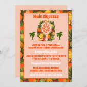 レトロトロピカルシトラスピックボールブライダルシャワー 招待状 (正面/裏面)