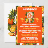 レトロトロピカルシトラスピックボールブライダルシャワー 招待状 (正面/裏面)