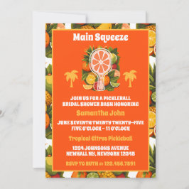 レトロトロピカルシトラスピックボールブライダルシャワー 招待状