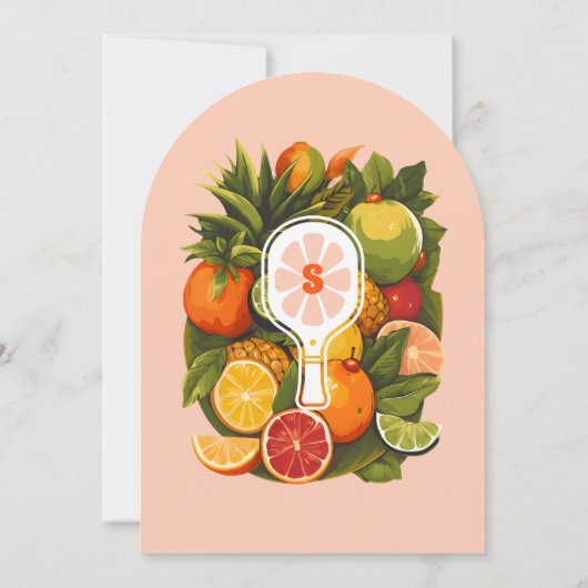 レトロトロピカルシトラスピックボールブライダルシャワー 招待状 (裏面)