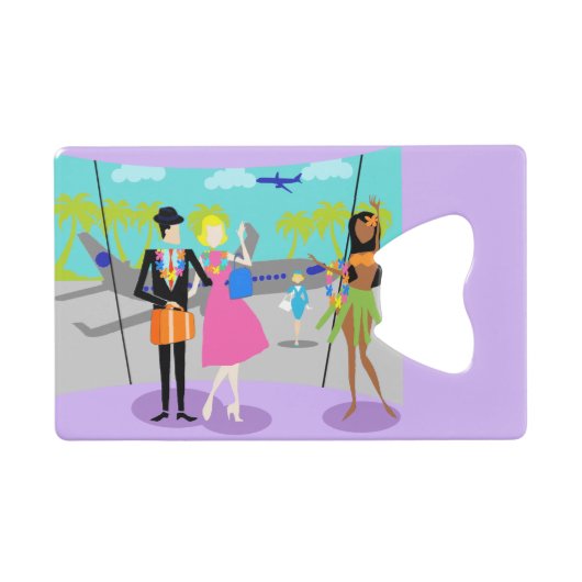 レトロトロピカルバケーションクレジットカードボトルオープナー クレジットカード栓抜き (正面(横))