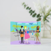 レトロトロピカルバケーションハガキ ポストカード (スタンド正面)