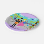 レトロトロピカルバケーション紙プレート ペーパープレート (アングル)