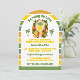 レトロトロピカルパイナップルピックボールブライダルシャワー 招待状