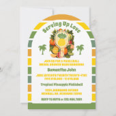 レトロトロピカルパイナップルピックボールブライダルシャワー 招待状 (正面)