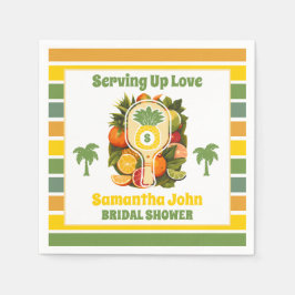 レトロトロピカルパイナップルピックルボール ブライダルシャワー スタンダードカクテルナプキン