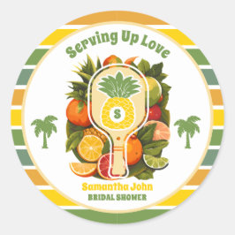 レトロトロピカルパイナップルピックルボール ブライダルシャワー ラウンドシール