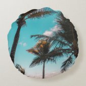 レトロトロピカルパームツリーバイザビーチ ラウンドクッション (裏面)