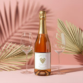 レトロトロピカルパームツリーピックボールブライダルシャワー スパークリングワインラベル