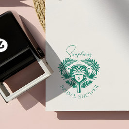 レトロトロピカルパームツリーピックボールブライダルシャワー セルフインキングスタンプ