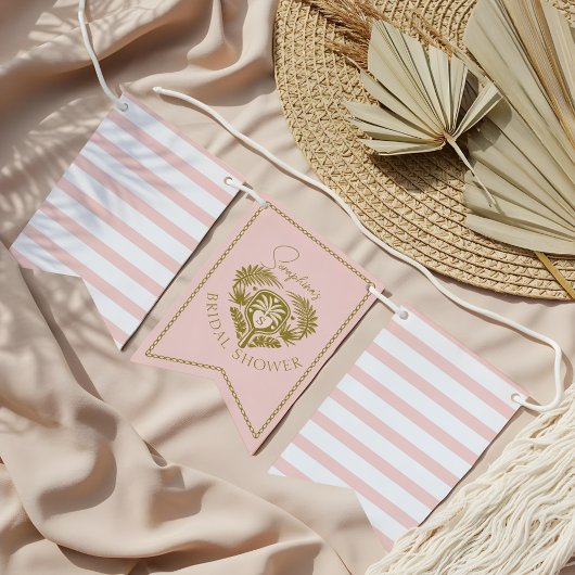 レトロトロピカルパームツリーピックボールブライダルシャワー バンティングフラッグ