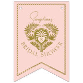 レトロトロピカルパームツリーピックボールブライダルシャワー バンティングフラッグ (第1の旗)