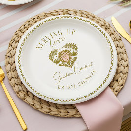 レトロトロピカルパームツリーピックボールブライダルシャワー ペーパープレート