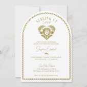 レトロトロピカルパームツリーピックボールブライダルシャワー 招待状 (正面)