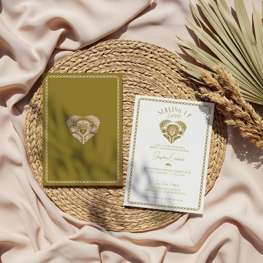 レトロトロピカルパームツリーピックボールブライダルシャワー 招待状