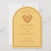 レトロトロピカルパームツリーピックボールブライダルシャワー 招待状 (正面)