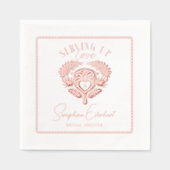 レトロトロピカルパームツリーピックボールブライダルシャワー 箔ナプキン (正面)