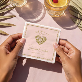 レトロトロピカルパームツリーピックルボール ブライダルシャワー スタンダードカクテルナプキン