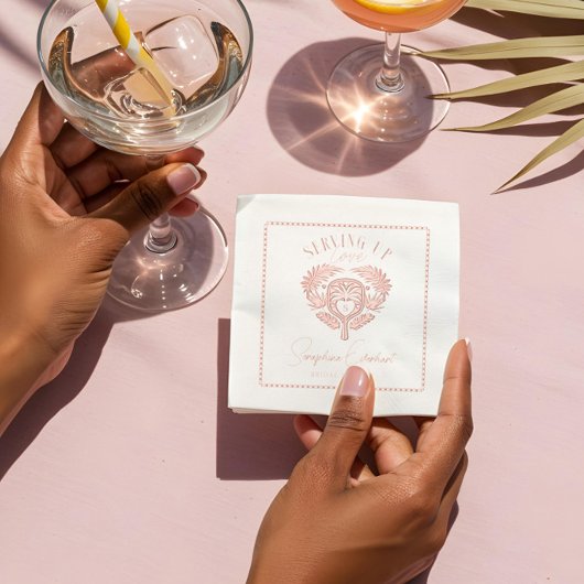 レトロトロピカルパームツリーピックルボール ブライダルシャワー 箔ナプキン