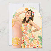 レトロトロピカルピックボールブライダルシャワーフォトアーチ 招待状 (裏面)