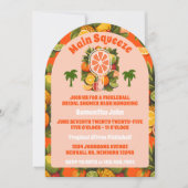 レトロトロピカルピックボールブライダルシャワーフォトアーチ 招待状 (正面)