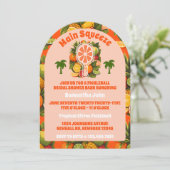 レトロトロピカルピックボールブライダルシャワーフォトアーチ 招待状 (スタンド正面)