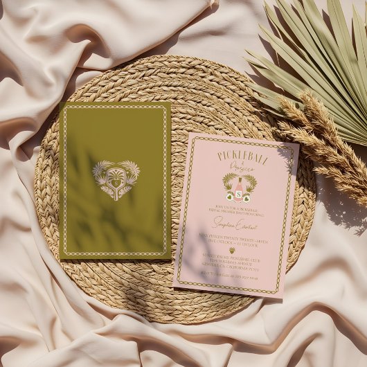 レトロトロピカルピックルボール&プロセッコブライダルシャワー 招待状