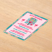 レトロトロピカルフラミンゴピックボールブライダルシャワー アクリル招待状 (レイダウン)