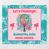 レトロトロピカルフラミンゴピックボールブライダルシャワー スパークリングワインラベル (シングルラベル)