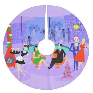 レトロトロピカルホリデーパーティーX-masツリースカート ブラッシュドポリエステルツリースカート