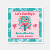レトロトロピカル フラミンゴ ピックルボール ブライダルシャワー スタンダードカクテルナプキン (正面)