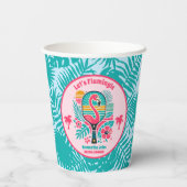 レトロトロピカル フラミンゴ ピックルボール ブライダルシャワー 紙コップ (裏面)