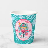 レトロトロピカル フラミンゴ ピックルボール ブライダルシャワー 紙コップ (正面)