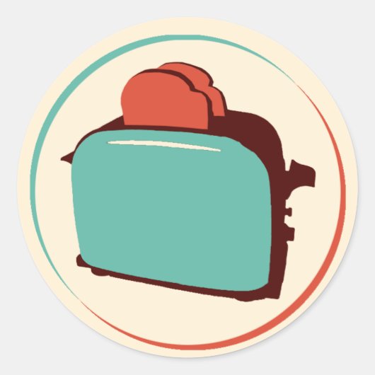 レトロトースターのシール（20枚） ラウンドシール (正面)