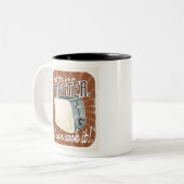 レトロトースター料理ユーモア ツートーンマグカップ (正面左)