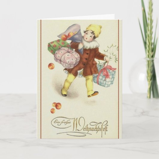 レトロドイツのカエルWeihnachstsfestクリスマスカード シーズンカード (正面)