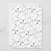 レトロドゥードル モダンハート＆バルーン 誕生日 招待状 (裏面)