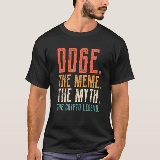 レトロドギーコーイン、ミーム暗号神話を捨てる Tシャツ (正面)