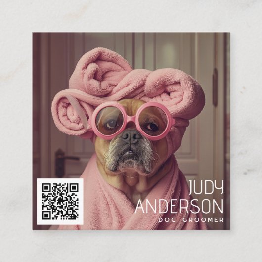 レトロドッグトリマー スクエア名刺 (正面)