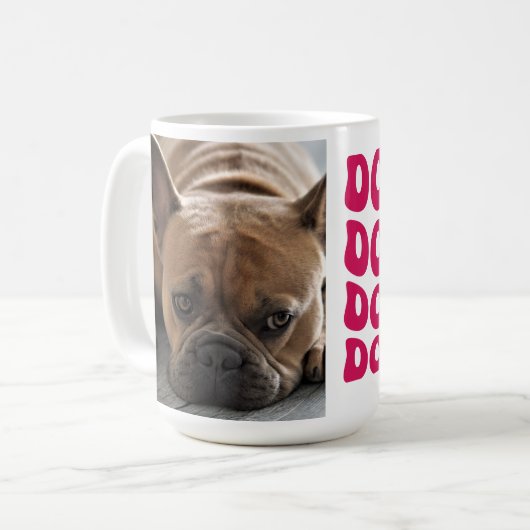 レトロドッグパパパーソナライズされた写真 コーヒーマグカップ (正面左)