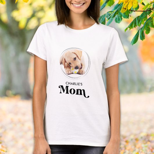 レトロドッグパーソナライズされたママ子犬ペット写真 Tシャツ