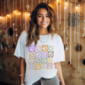 レトロドッグ&キャットポー市松模様にプ Tシャツ