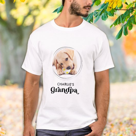 レトロドッグGRANDPAパーソナライズされた子犬ペット写真 Tシャツ